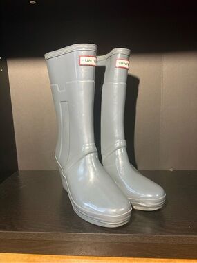Hunter Light Gray Gloss Tall Rain Boots